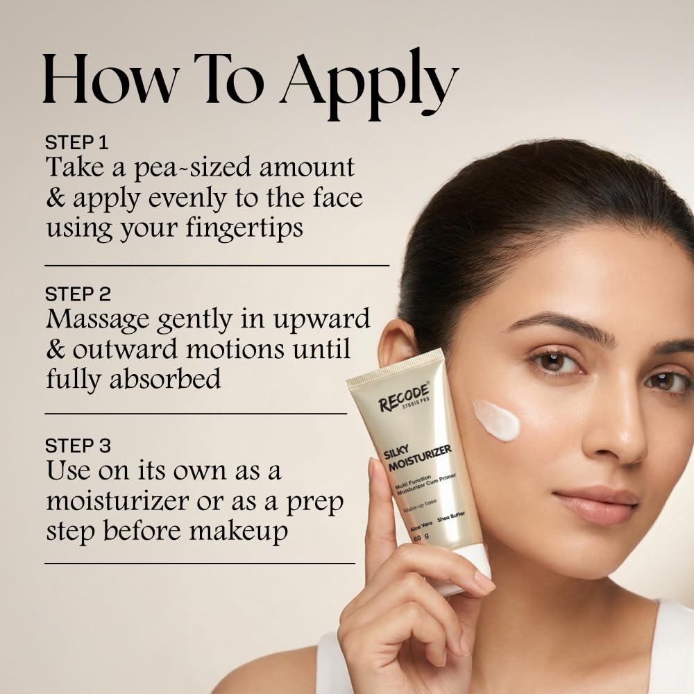 Recode Silky 2 in 1 Moisturizer Cum Primer 60 G|Primer and Moisturizer for Face|Lightweight,Long Lasting,Hydrating|All Skin Types|Makeup Base|Pore Minimizer|Pack of 1