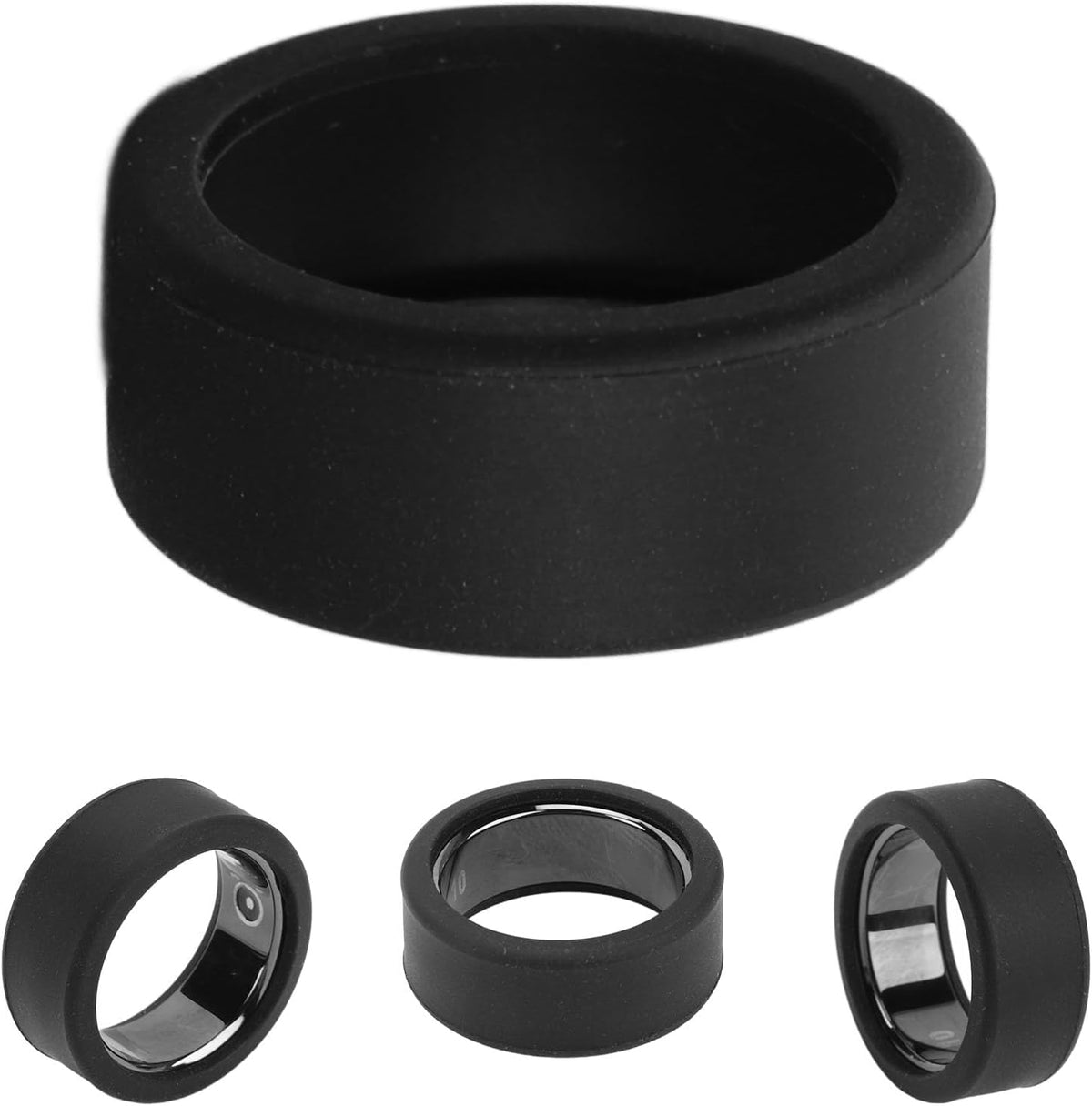 OJOS Silicone Ring Cover Compatible with Oura Ring Gen 3/ Gabit Ring, Round Ring Case Elastic Ring Protection Smart Ring Protector Sleeve Accessories (White, Sm