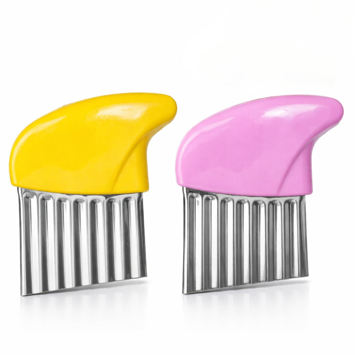 Sakoraware Stainless Steel (Pack of 2) Crinkle Cutter Knife for French Fries, Zig Zag Design Knife for Salad Fruit & Vegetable Cutting, Potato Carrot Onion Slic