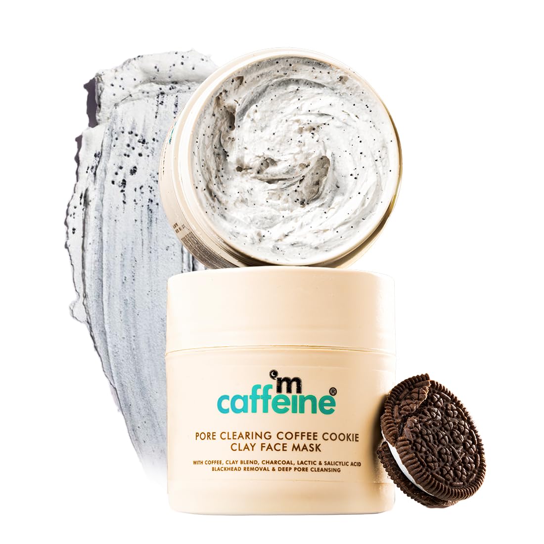 mCaffeine Pore Cleanse Coffee Cookie Detan Face Mask | 9% AHA BHA, 3% Charcoal Beads, Coffee Clay Mask | Reduces Blackheads | 10 mins Charcoal Face Pack | Detan