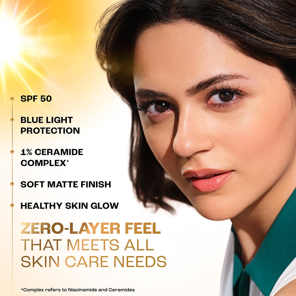 Lakme Sun Expert Tinted Dry Matte Sunscreen Fluid SPF 50+ PA++++ | 1% Ceramide Complex for Skin Barrier Repair | Sheer Coverage Foundation Like Finish – Bronze