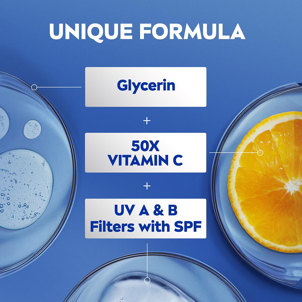 NIVEA Natural Glow Cell Repair Body Lotion with SPF 15 And UV A & B Filters | 50X Vitamin C | 24H Hydration | Even Skin Tone in 7 Days | Brightens Skin and Repa