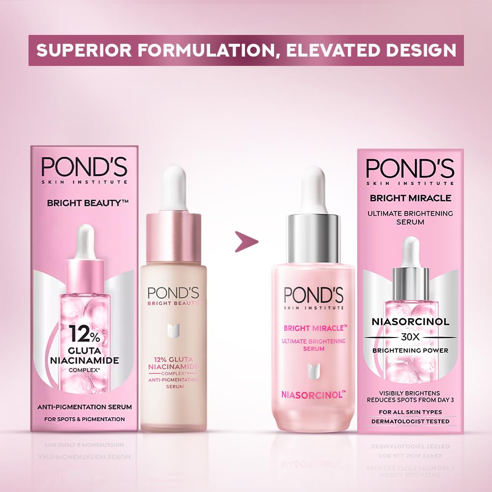 Pond's Bright Beauty Spot-less Glow Serum|| Infused with Hyaluronic Acid|| Vitamin B3|| Gluta-Boost-C|| 30ml