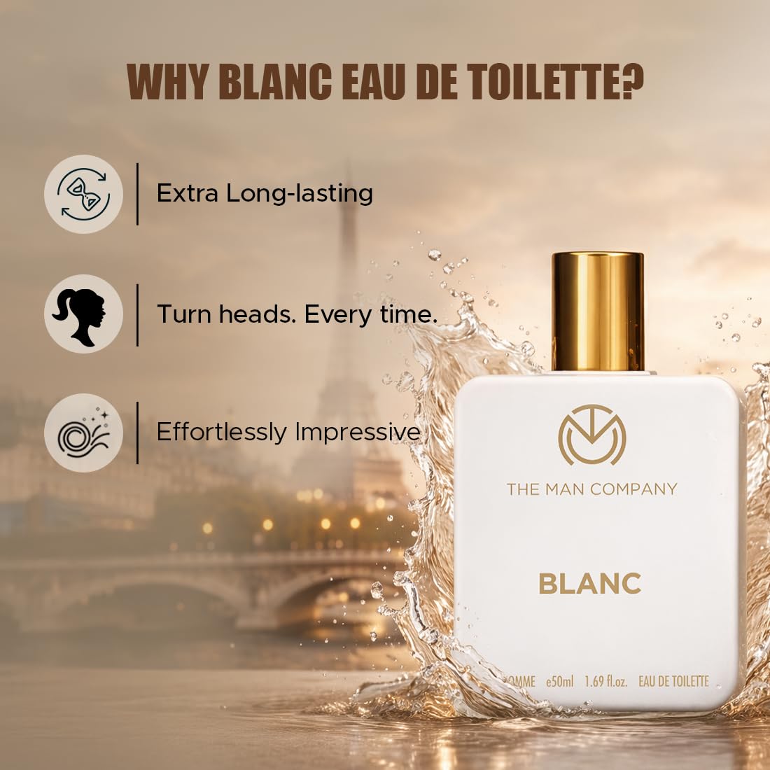 The Man Company Blanc Edt Perfume - Musk, Citrusy & Aromatic Scent For Man | Premium Long-Lasting Fragrance Spray | Gift For Man, Gift For Him - 50Ml | Perfume