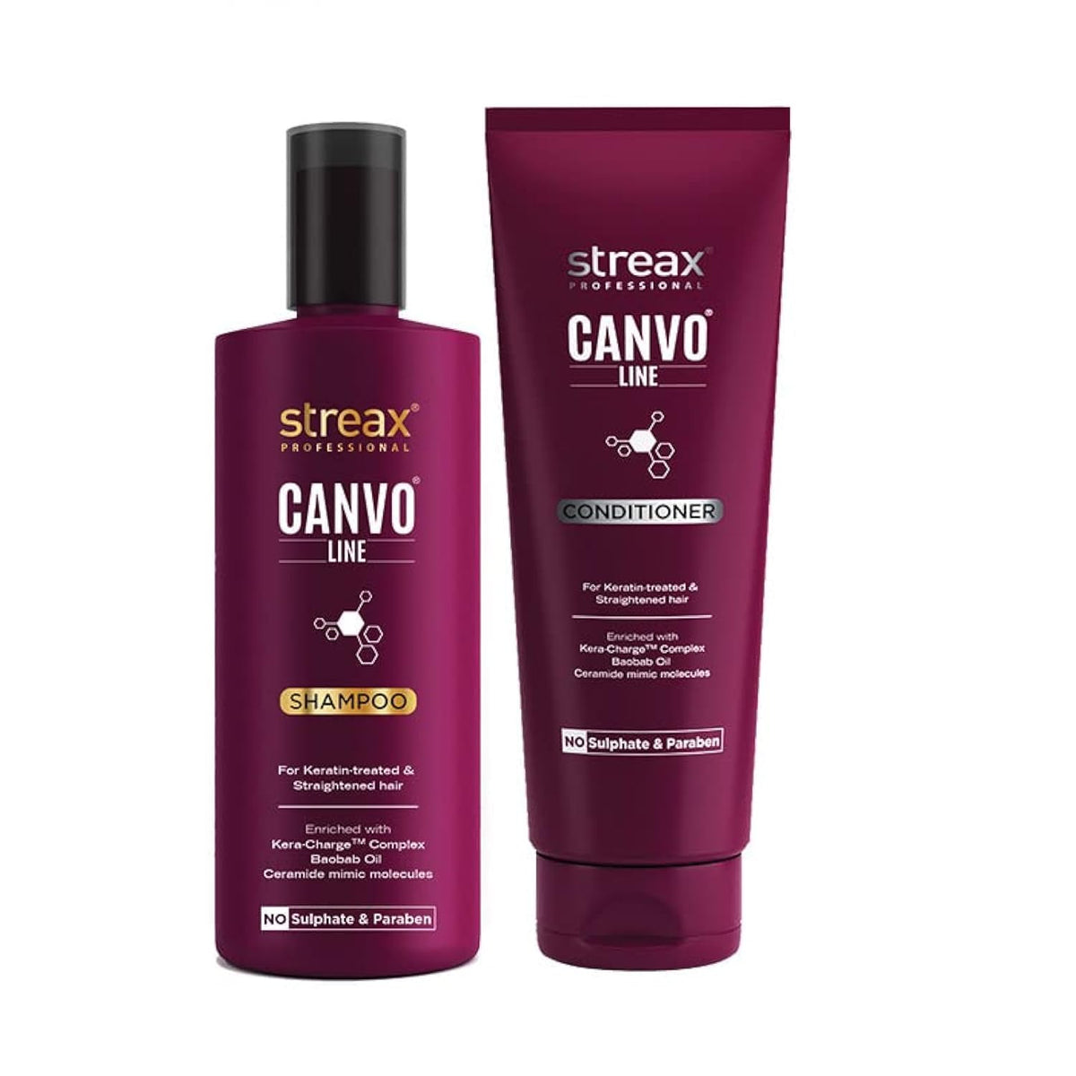 Streax Professional Canvoline Hair Care Combo (Streax Canvoline Shampoo 250 ml +Streax Canvoline Conditioner 250 ml) for Straightening Hair
