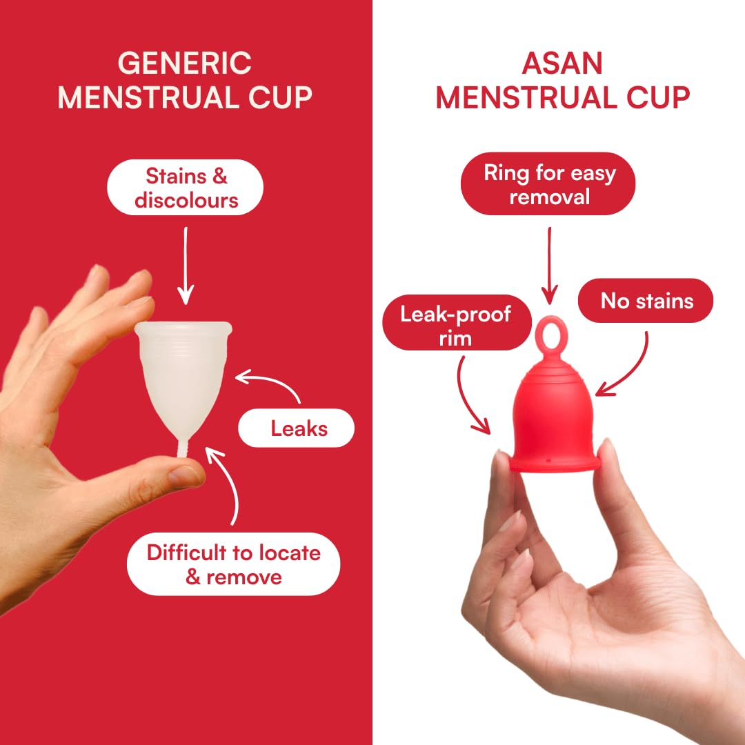 Asan Menstrual Cup (Heavy Flow) | Easiest Period Cup to Insert & Remove Heavy flow - Pack of 1