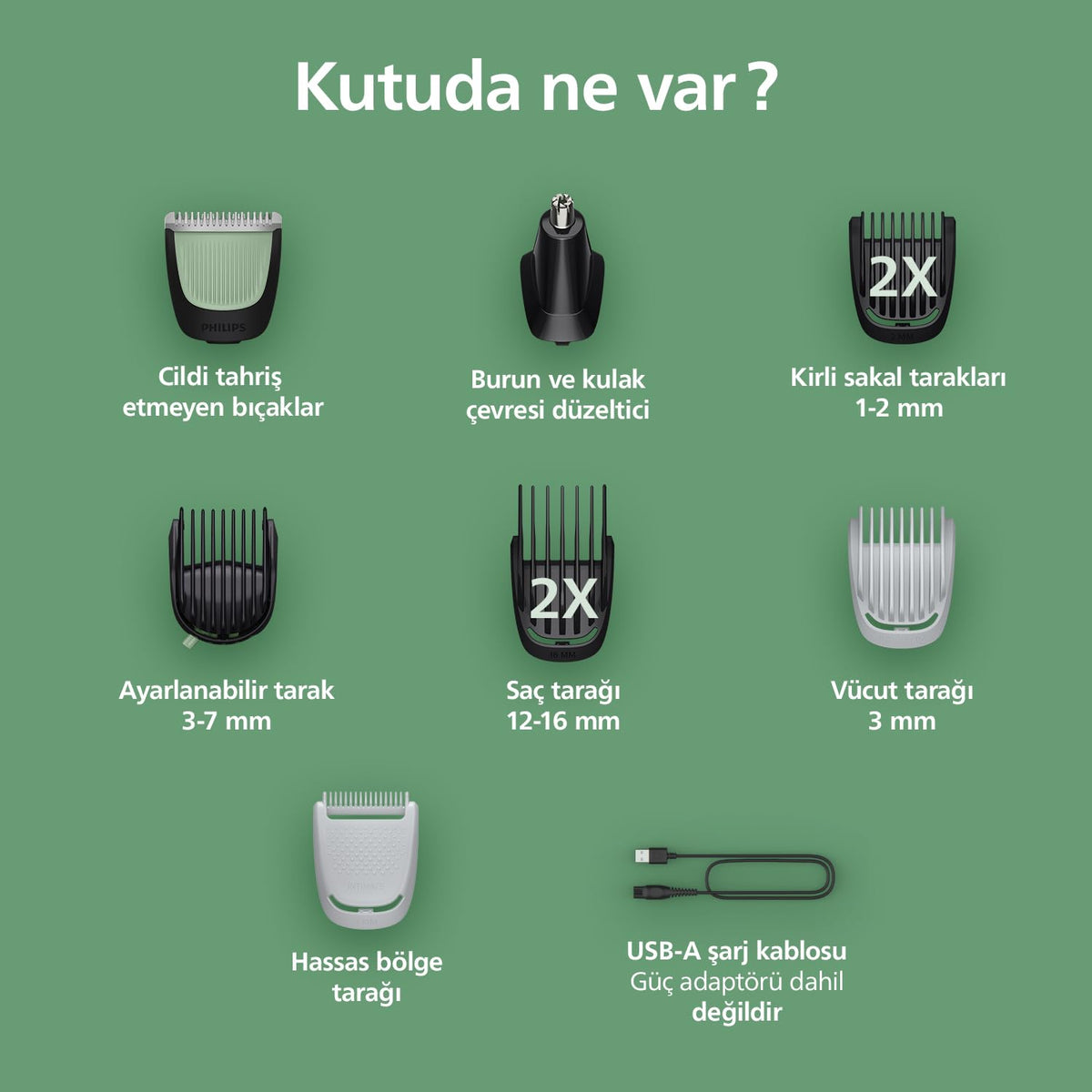 Philips Multigroom 3000 Series All-in-one 9-Piece Trimmer – Shaver and Hair Clipper for Face, Head & Body, Self-Sharpening, Skin-Friendly Blades, 12 Length Sett