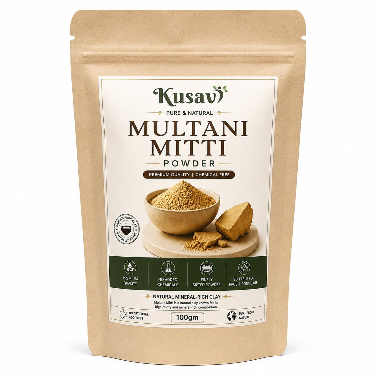 Multani Mitti Powder | 100% Natural Fuller's Earth Clay | Face Pack | Hair Pack | Skin Care|100gm