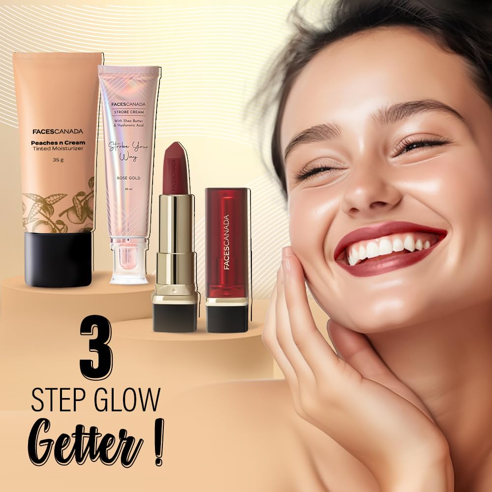 FACES CANADA Peaches N Cream Tinted Moisturizer - Light 01, 35 g | Soft Peachy, Natural Glow | Lightly Tinted BB Cream | Non Oily Lightweight Gel Formula | Blen