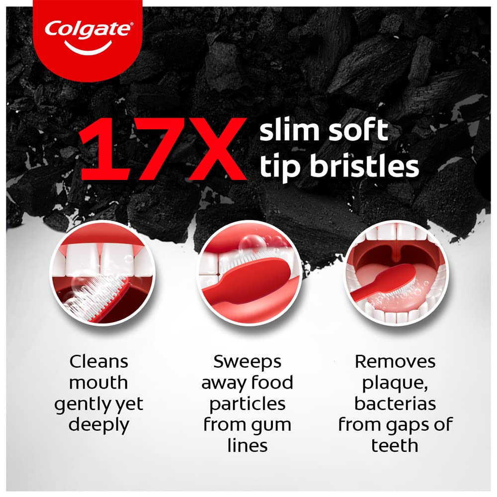 Colgate SlimSoft Charcoal Toothbrush | Ultra Soft Bristles | Deep Cleaning