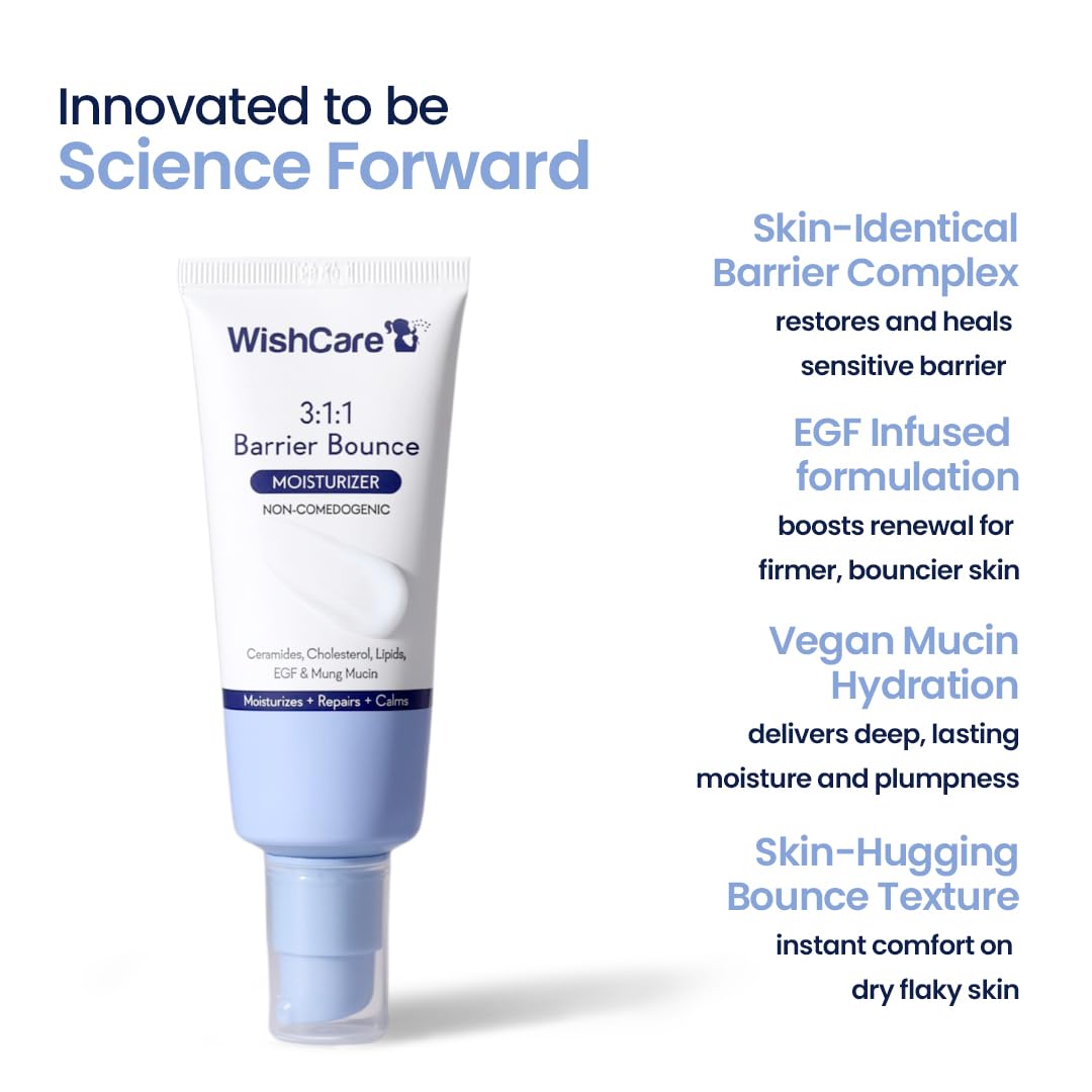 WishCare 3:1:1 Barrier Bounce Moisturiser for all Skin Types|Non-Comedogenic|Barrier Repair - 50 ml