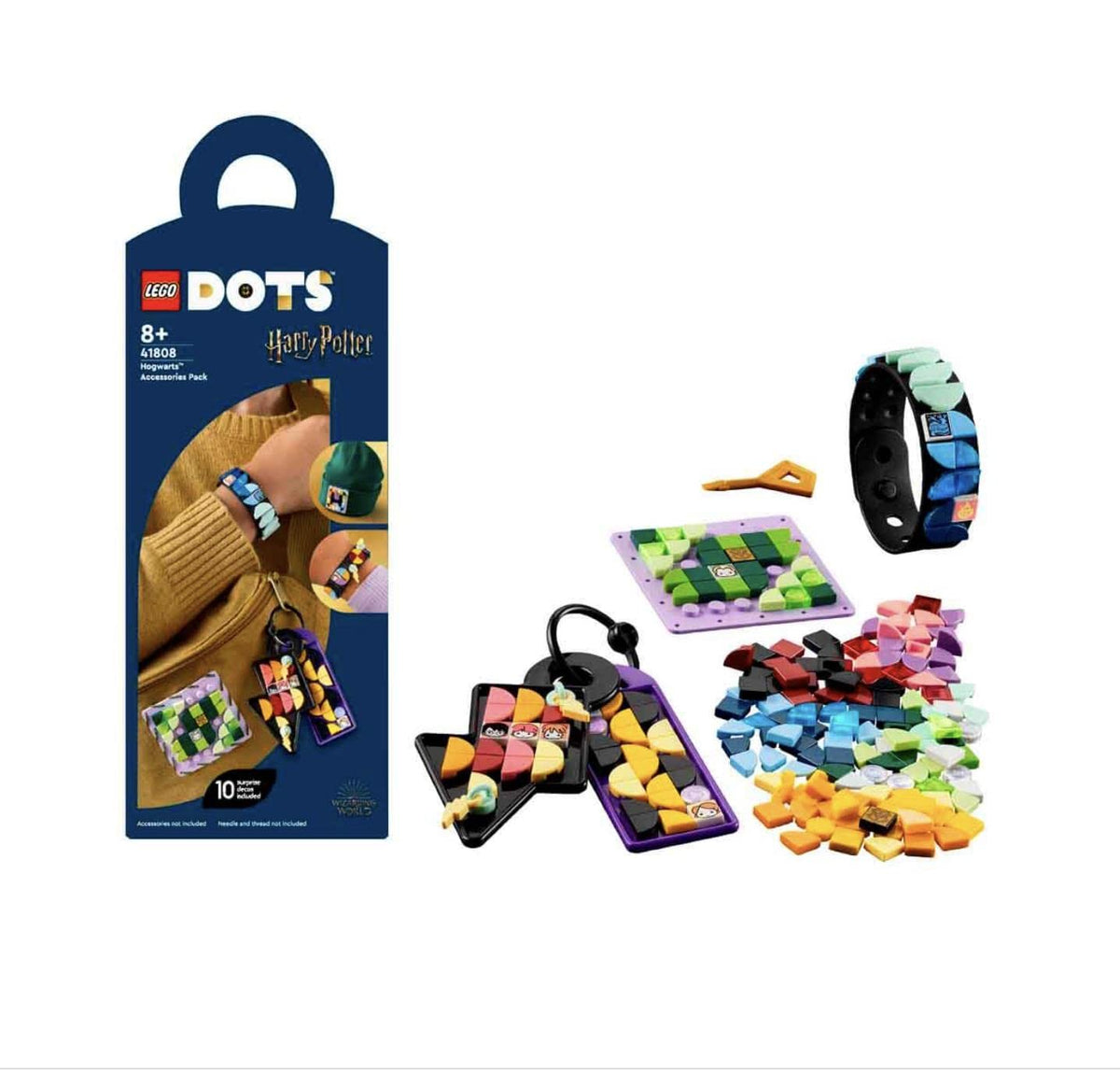 LEGO 41808 DOTS Hogwarts Accessory Set, Harry Potter Toy Jewellery Set with Bracelet, Keychain and Patch, DIY Craft Set for Children