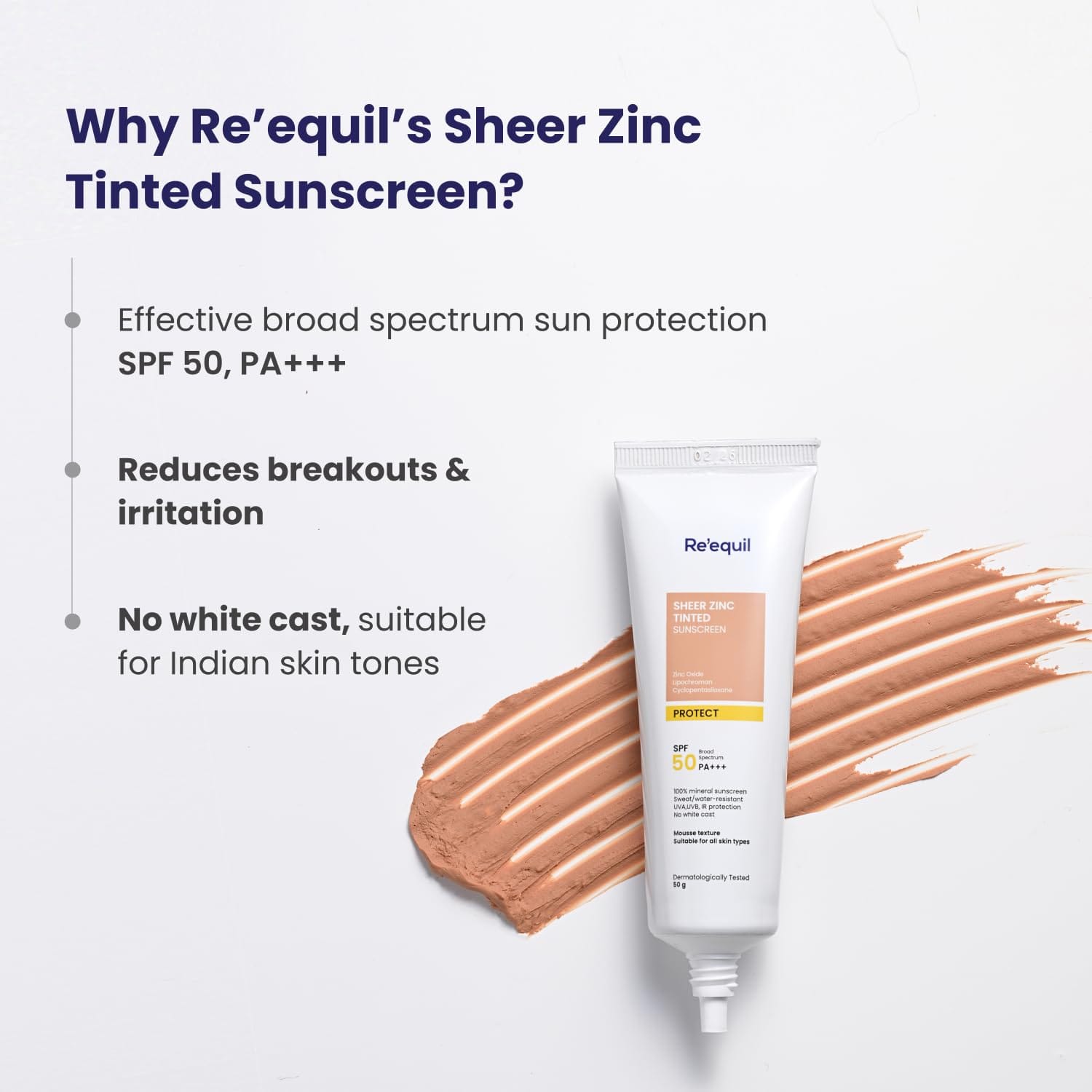 Re'equil - Sheer Zinc Tinted Sunscreen, 100% Mineral-Based Sunscreen