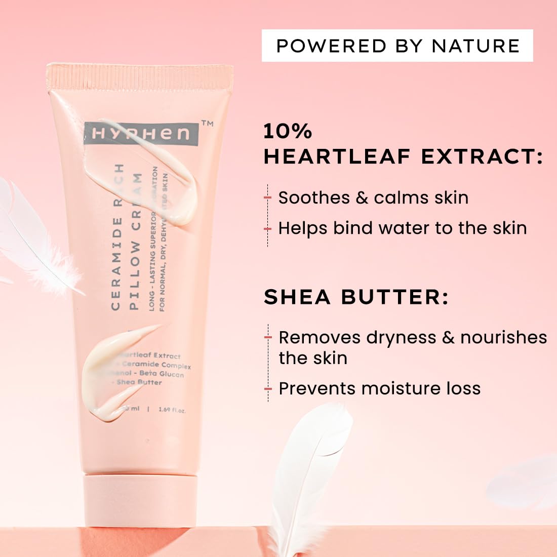 Hyphen 10% Heartleaf Extract & 7% Ceramides-NMF Face Cream Moisturizer | Rich Pillow Cream For Hydration, Deep Nourishment & Barrier Repair | For Dry Skin, Norm