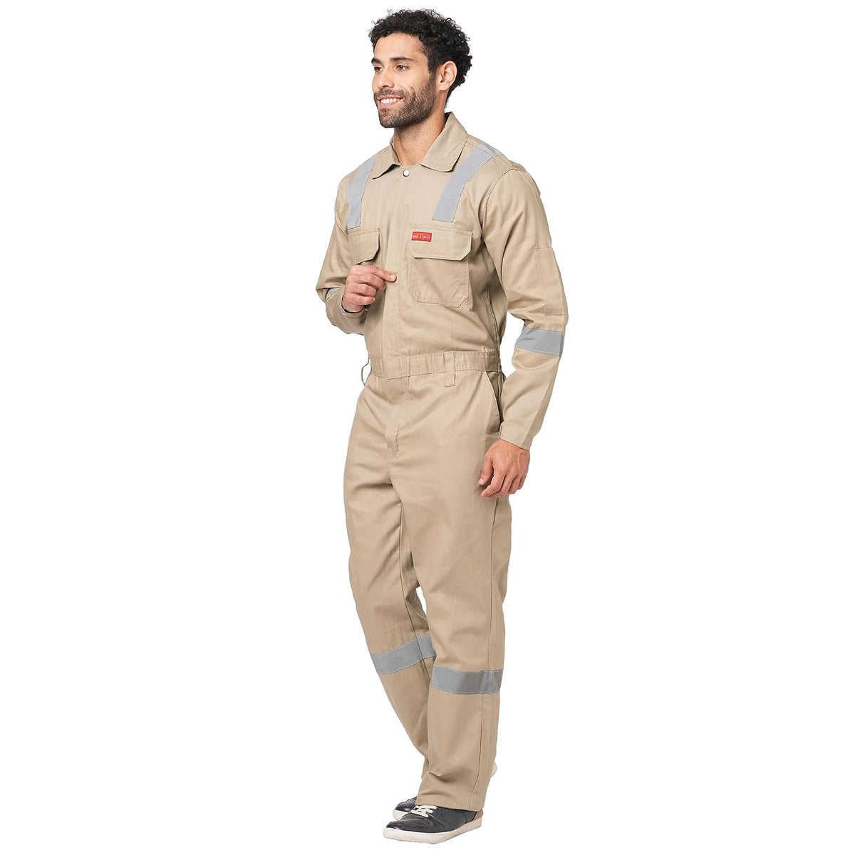 Men's 100% Cotton Industrial Boiler Suit Workwear Coverall with Multiple Pockets and High Visibility Reflective Tape, Smart Fit, 200 GSM, Navy Blue, Size 50 (5X