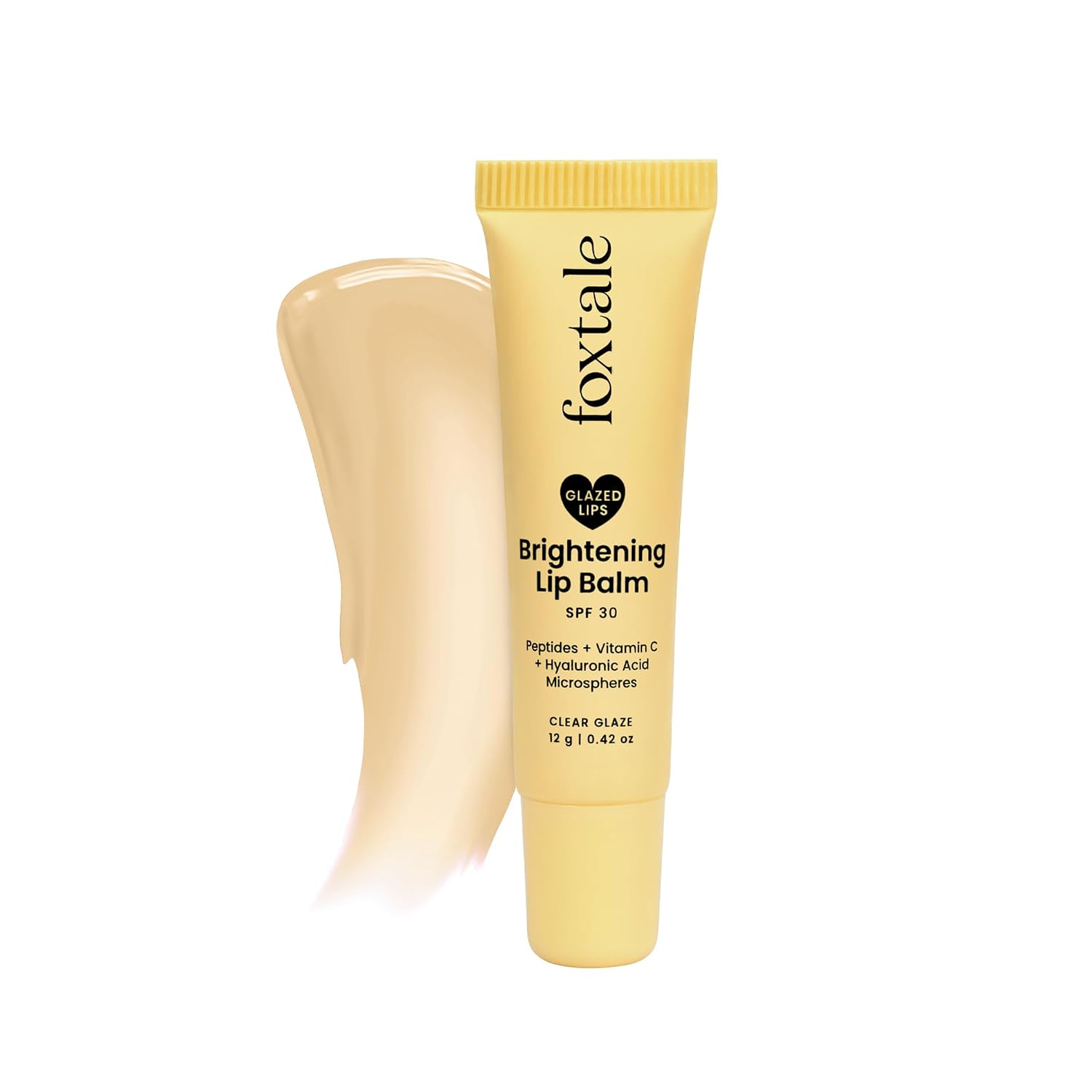 Foxtale SPF 30 Brightening Lip Balm for Dark Lips with Peptides & Vitamin C | Brightens | Hydrates | Tinted Lip Balm - Clear Glaze 12gm