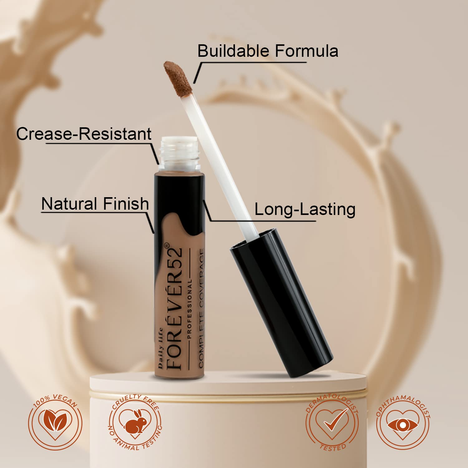 Forever52 Daily Life Easily Blendable Concealer For Face Makeup (Caramel) Natural Finish,Liquid Light Weight Concealer-Cov005