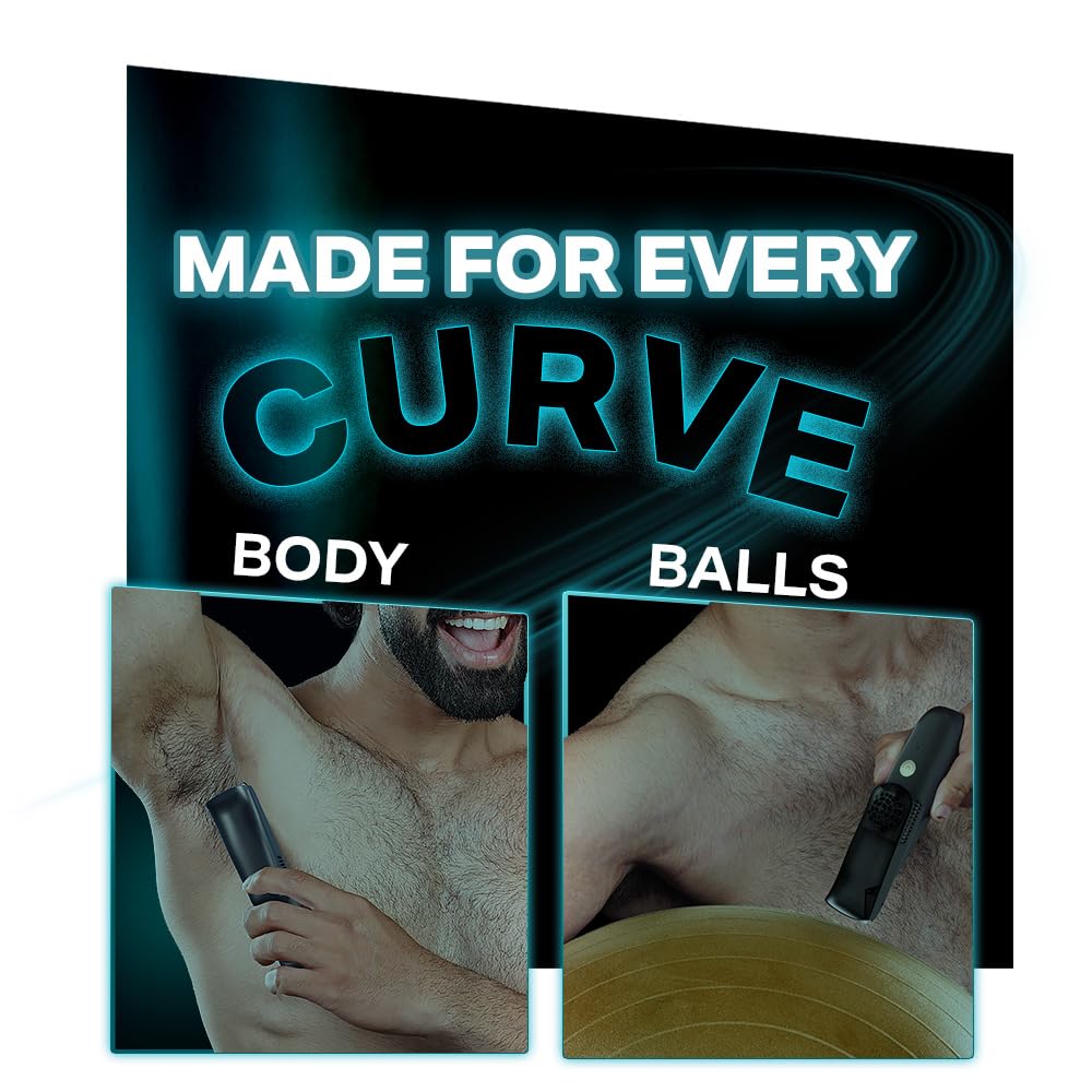 Bombay Shaving Company AirGlide Full Body Trimmer With Vacuum Tech | Zero Mess Body, Balls Trimming | Type C Flash Charging | Multi Length Combs, Detachable Bla