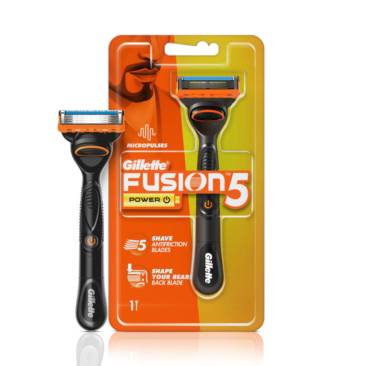 Gillette Fusion Power Razor for Men with styling back blade for Perfect Shave and Perfect Beard Shape & Gillette Mach 3 Manual Shaving Razor Blades - 2s Pack (C
