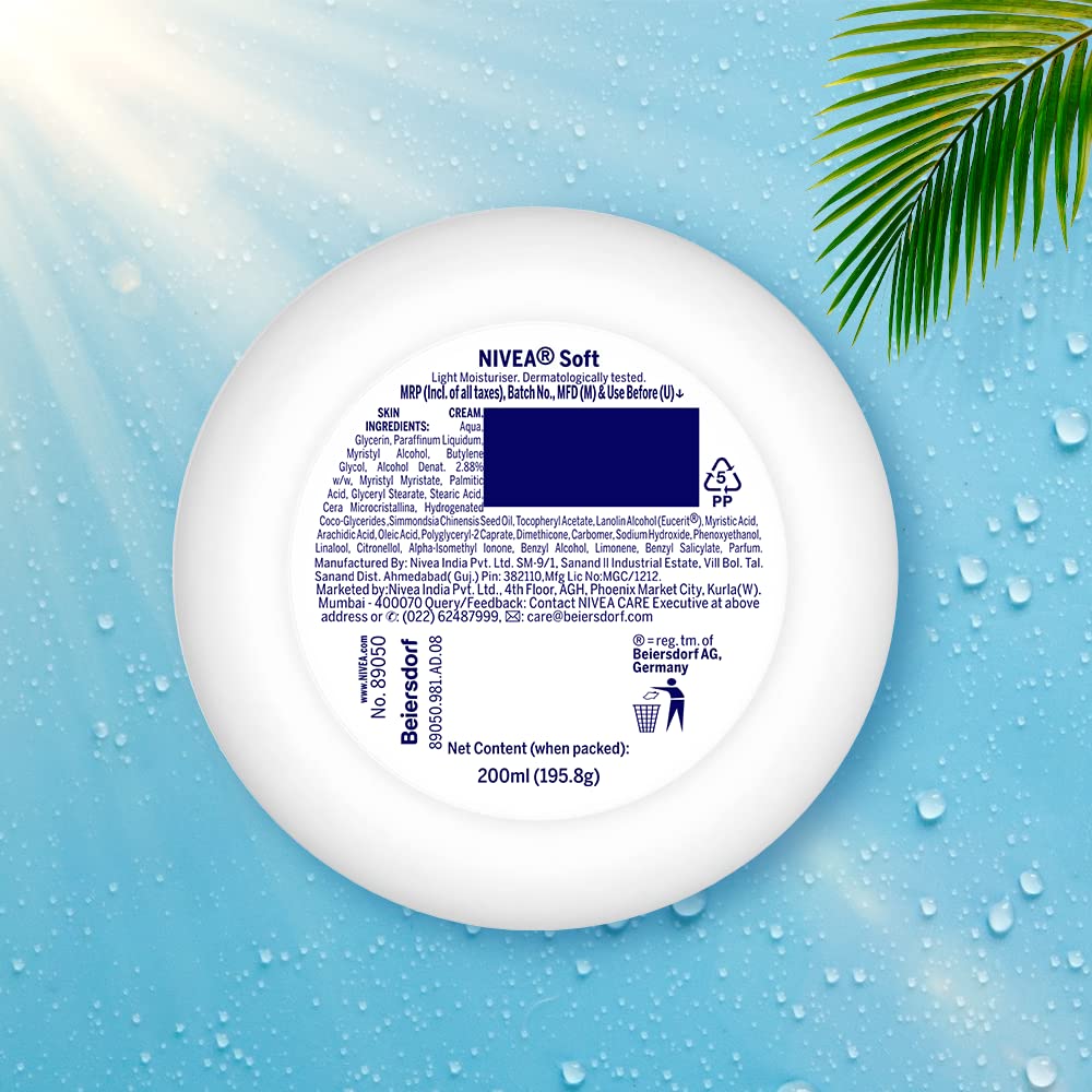 NIVEA Soft Light Moisturizer 100ml | Berry Blossom | For Face, Hand & Body, Instant Hydration | Non-Greasy Cream | With Vitamin E & Jojoba Oil | All Skin Types