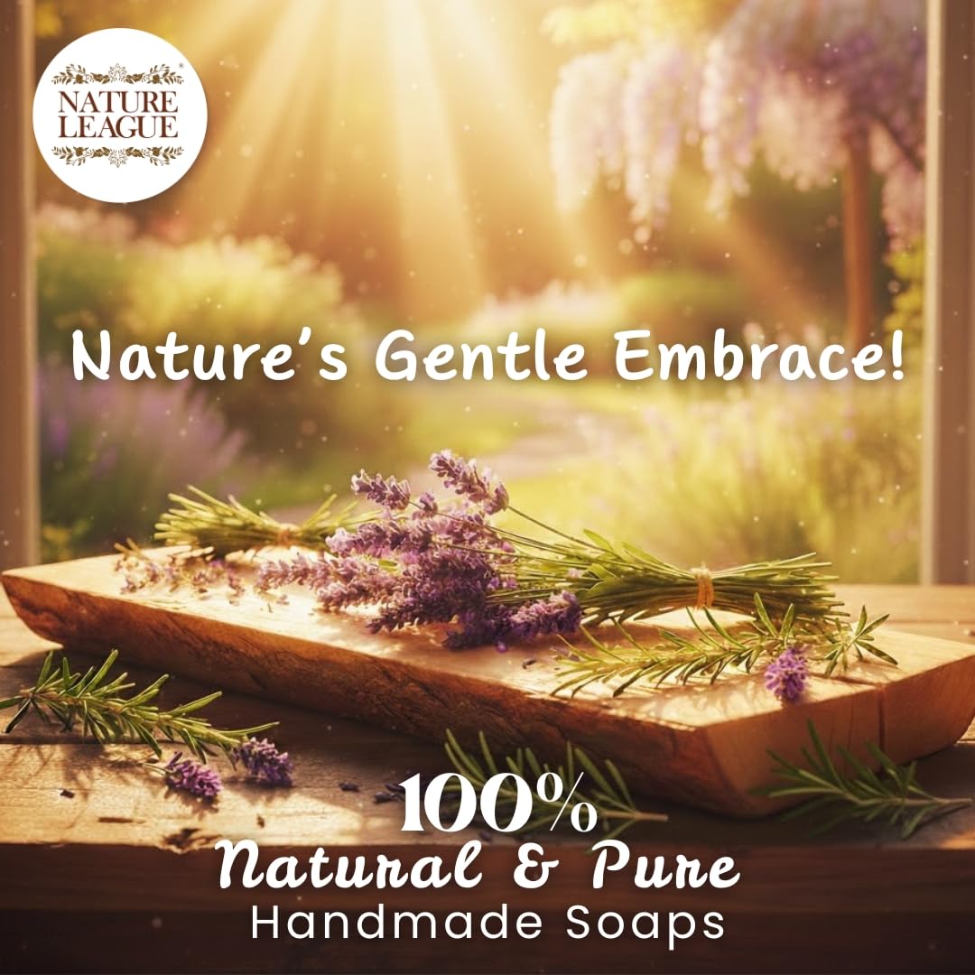 Lavender & Rosemary Natural Handmade Soap with Essential Oils & Vitamin-E, Gentle Cleansing, Skin Nourishing,Relaxing Aroma, For All Skin Types, SLS & Paraben F