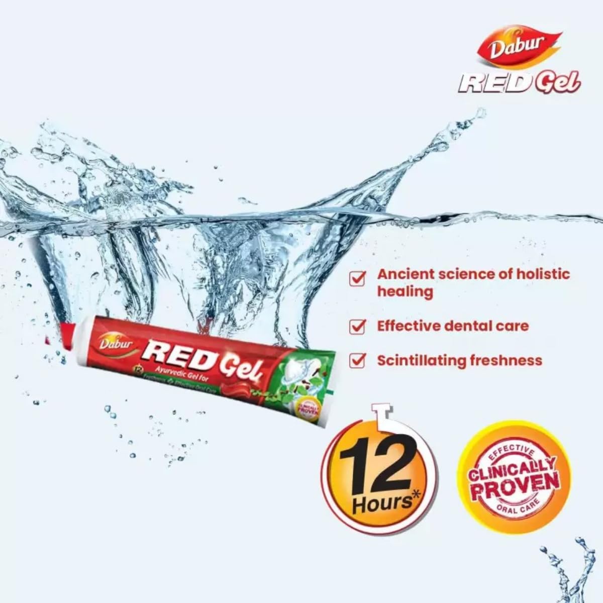 Dabur Red Gel Ayurvedic Toothpaste - 300g (150g x 2) | Reduction in Bad Breath, Plaque & Gingivitis | Freshness with Protection | For Healthy Gums & Effective Dental Care