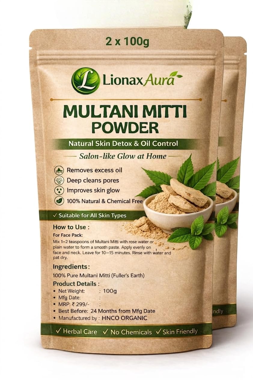 Multani Mitti Powder for Face & Hair 100% Natural Fuller’s Earth for Oil Control, Acne Care & Skin Brightening Deep Cleansing Face Pack Glowing Skin Chemical-Fr