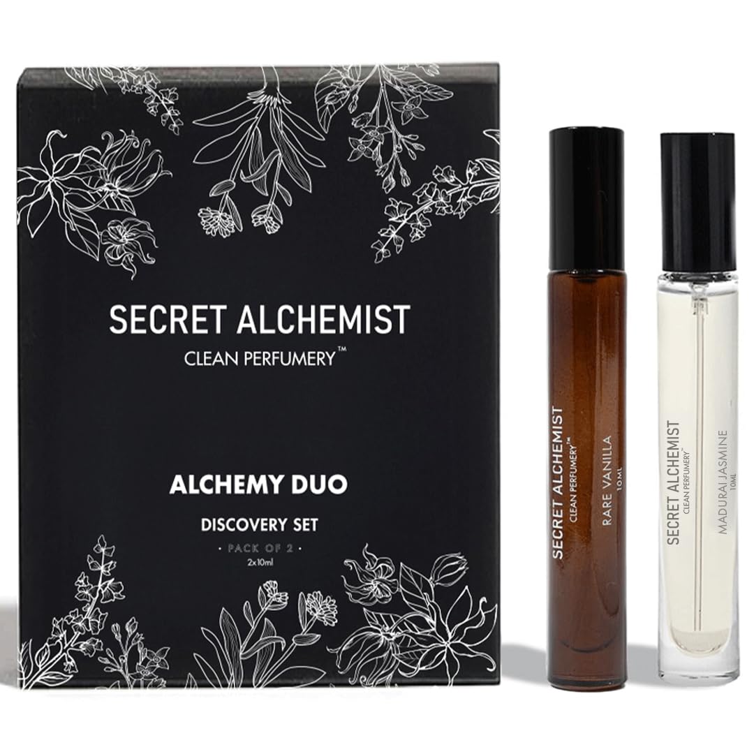 Secret Alchemist The Alchemy Duo Eau de Parfum (EDP) 2 x 10ml | Clean, Long Lasting Discovery Set | Madurai Jasmine & Rare Vanilla | Floral & Vanilla Fragrances