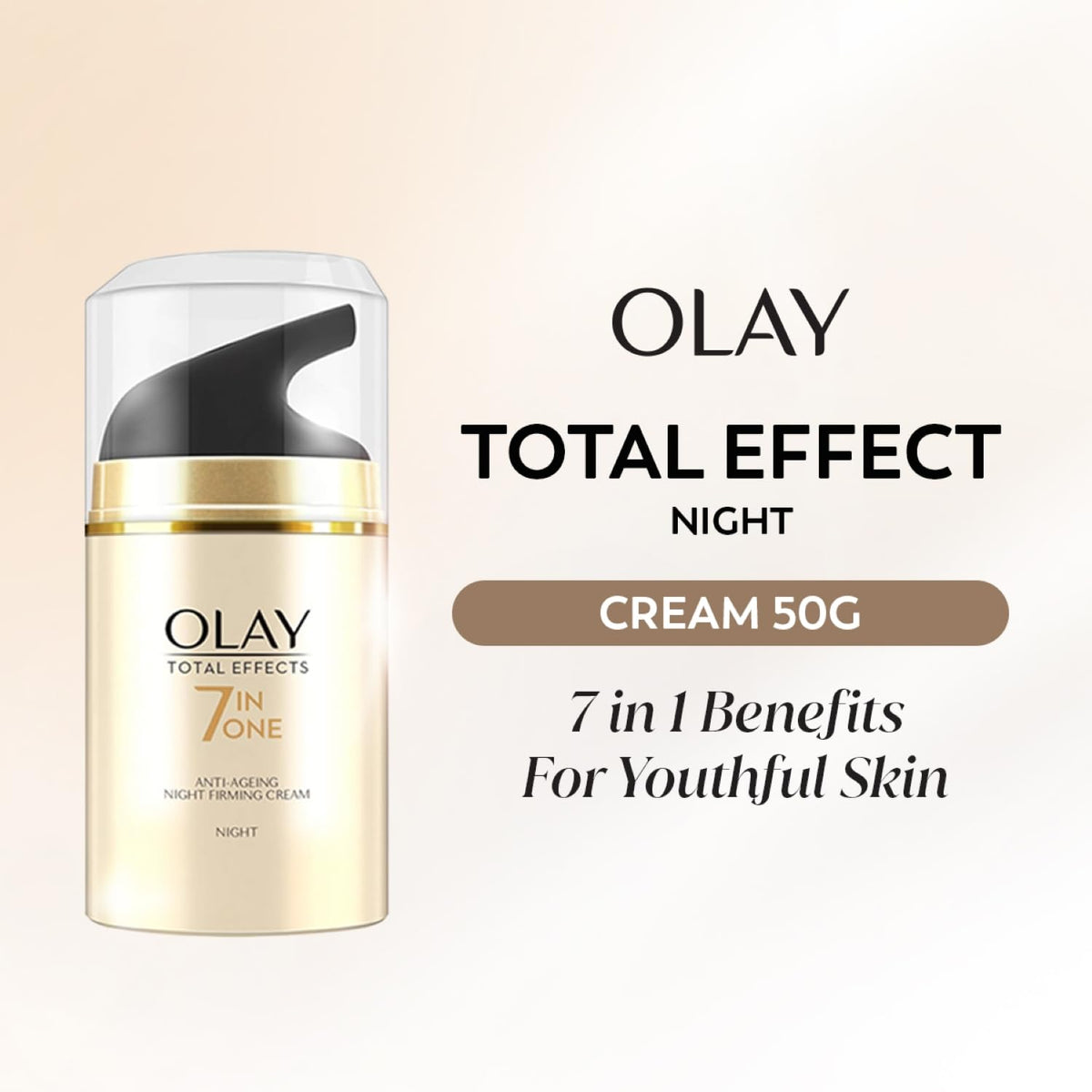 Olay Total Effects Night Cream |with Vitamin C, B5, Niacinamide, Green Tea |Fights 7 signs of ageing every night for glowing, hydrated and younger looking skin