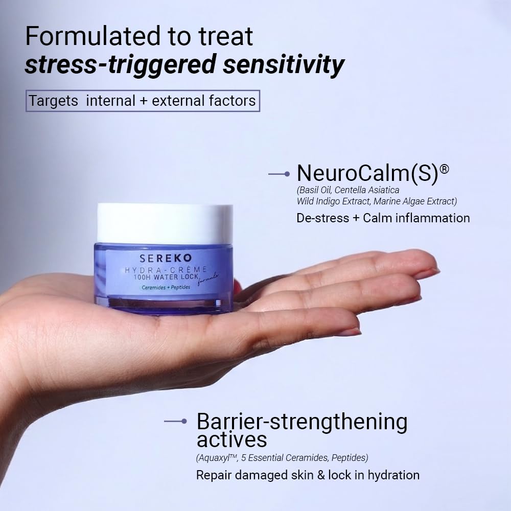 SEREKO Hydra Creme Ceramide Moisturizer Cream for Face — Skin Barrier Repair & Long-Lasting Hydration up to 100 hrs | Peptide + Ceramide Gel Formula | Lightweig