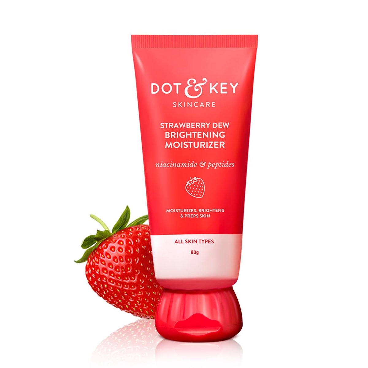 Dot & Key Strawberry Brightening Moisturizer | Niacinamide, Peptides & Hyaluronic Acid, Non-sticky, Brightens Skin, Intense Moisturization | Non-Comedogenic & F