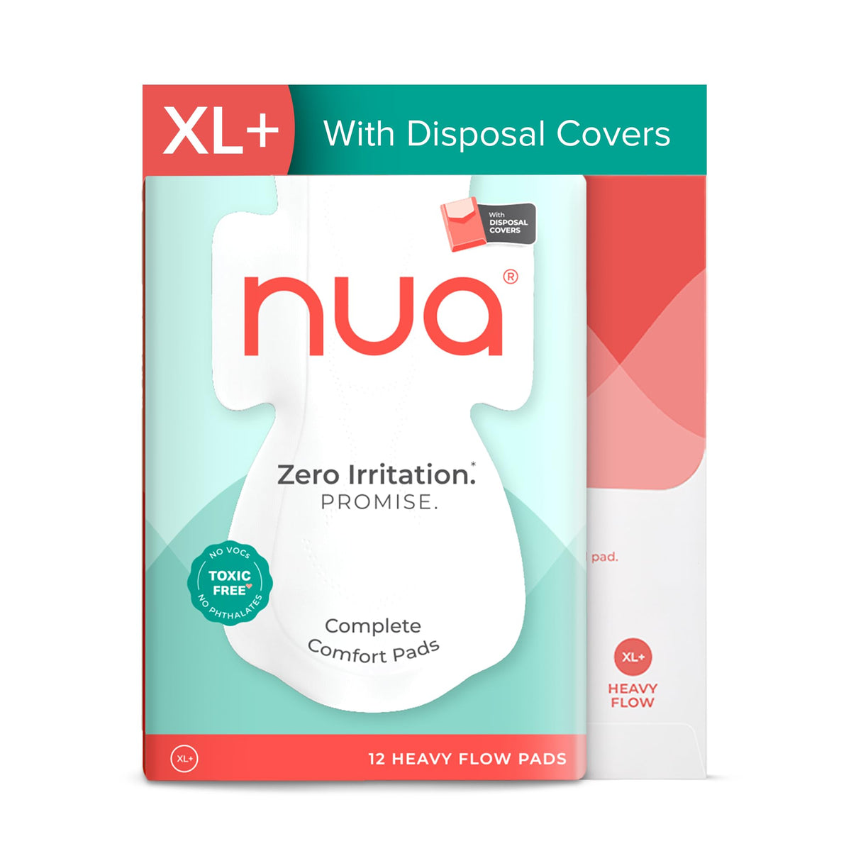 Nua Complete Comfort Sanitary Pads - Designed for Sensitive Skin | Pack of 12 pads for Heavy flow, with Disposal covers | Zero Irritation | Comfortable All-Day