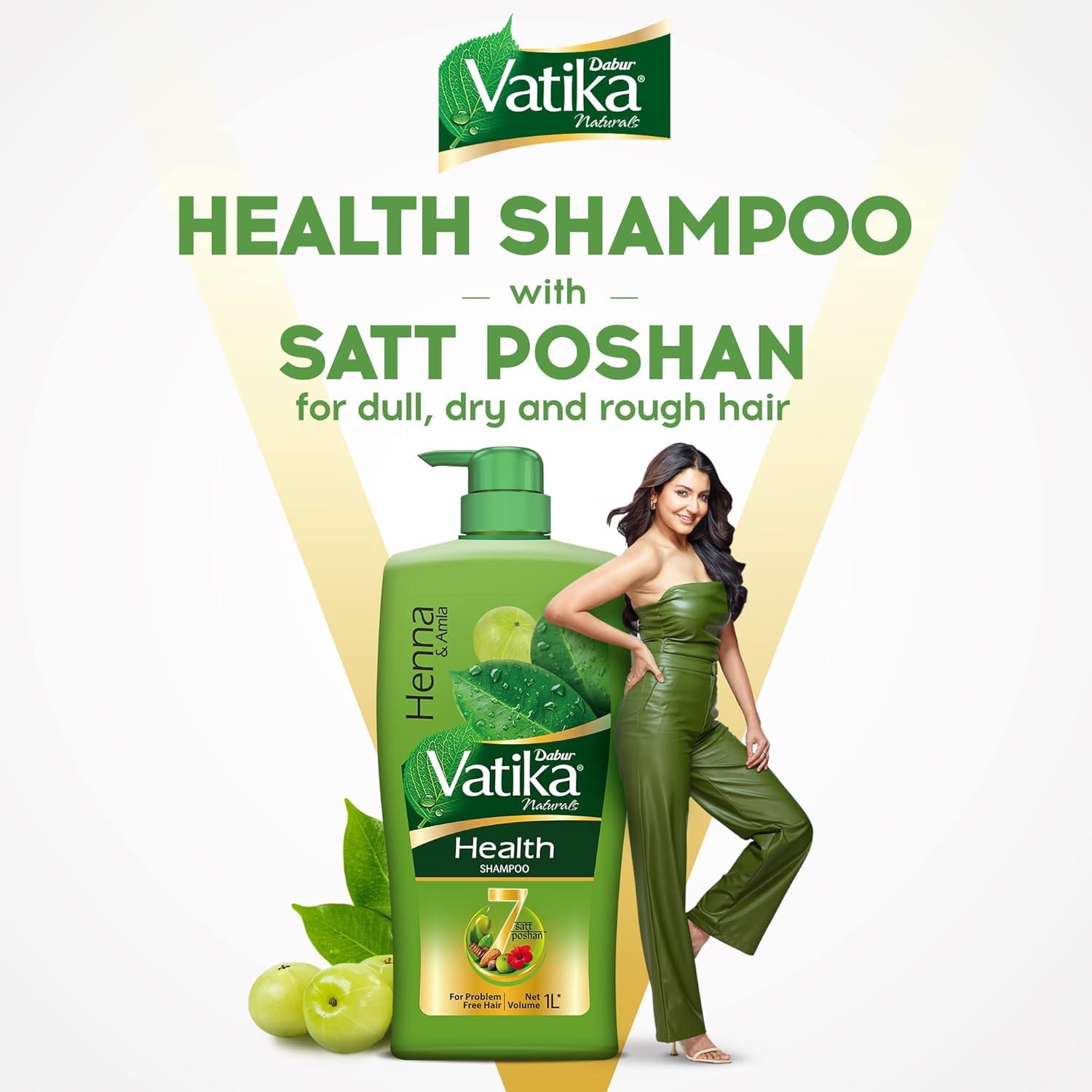 Dabur Vatika Health Shampoo - 340 ml | For Smooth, Shiny & Nourished Hair | Repairs Hair Damage, Controls Frizz | For All Hair Types | Goodness of Henna & Amla