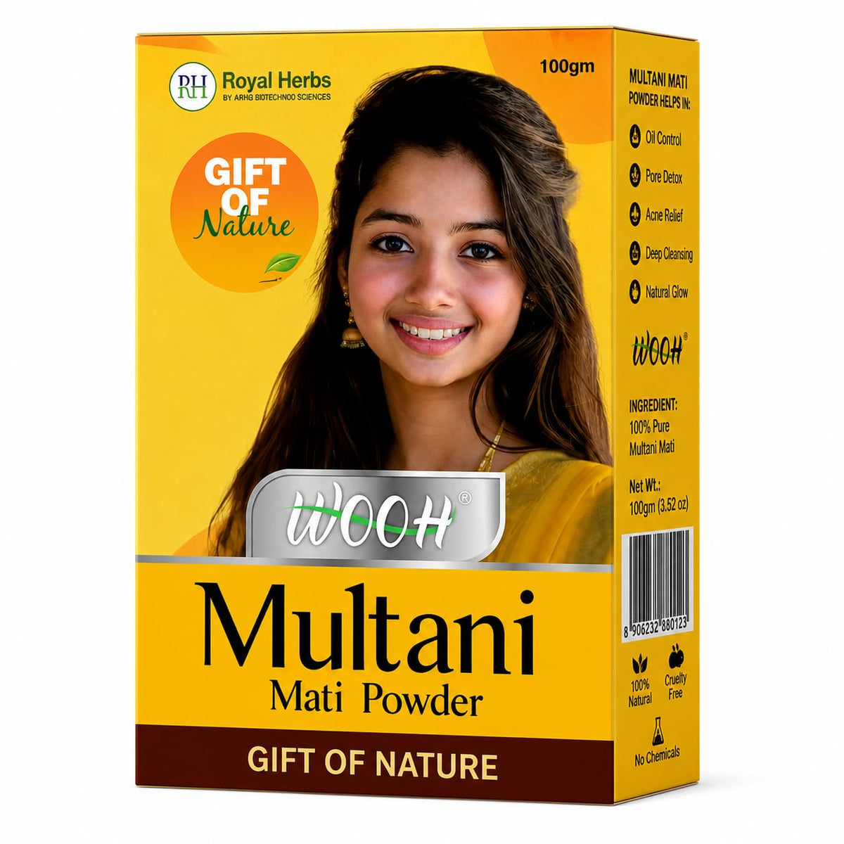 Wooh Multani Mitti Powder 100g for Face Pack, Skin Cleansing & Oil Control | Natural Fuller’s Earth for Glowing Skin & Hair Care