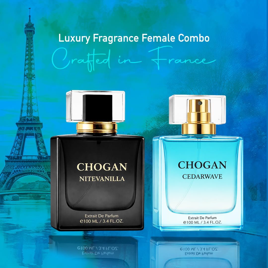 CHOGAN Men’s Perfume Combo | CEDARWAVE & NITEVANILLA | Fresh & Spicy Fragrance Duo, 25% FRENCH Perfume Oil Concentration| 100 ml each | Extrait De Parfum |
