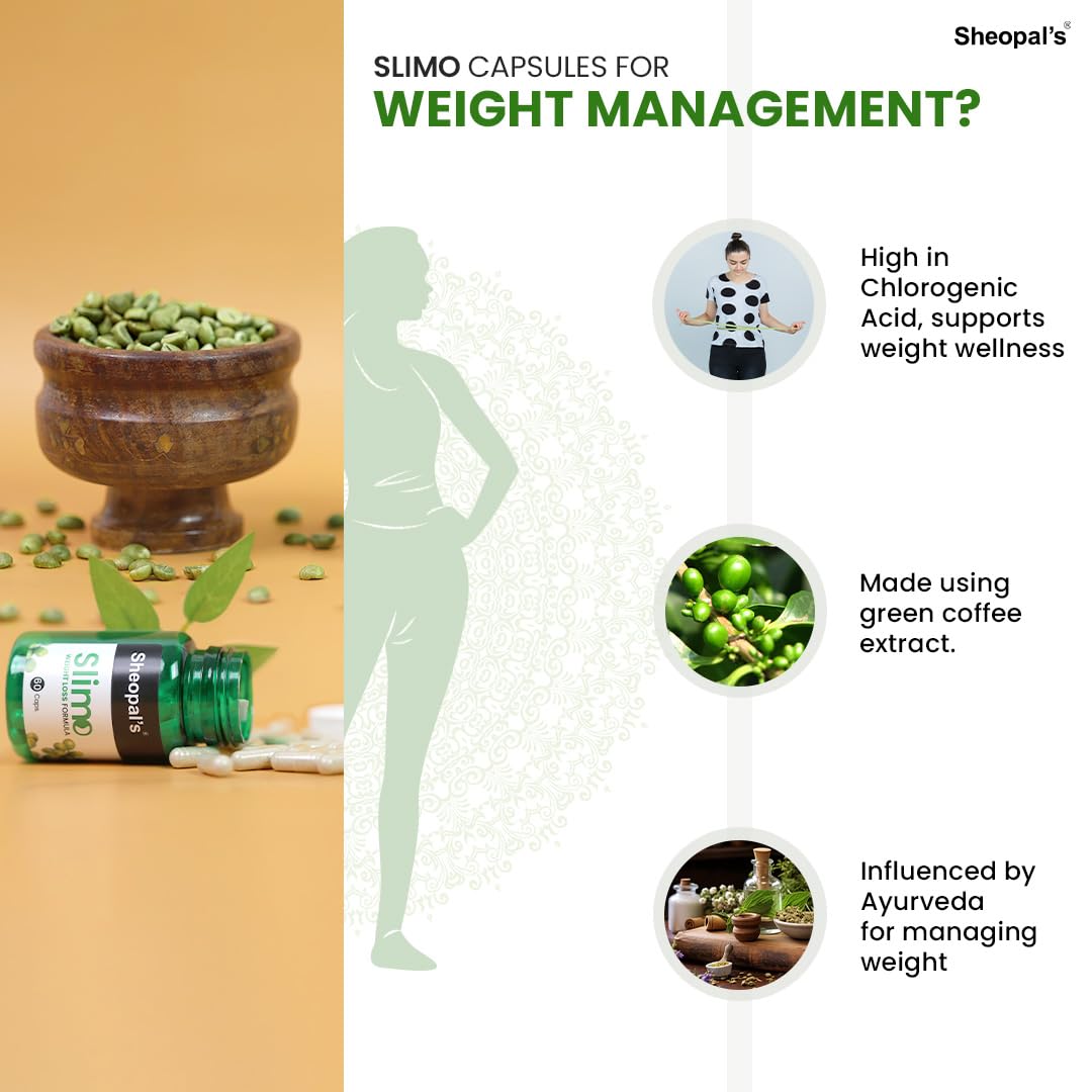 Sheopals Slimo Advance Weight Loss Supplement – Natural Fat Burner with Chlorogenic Acid & Antioxidants – Helps To Boosts Metabolism, Controls Appetite, Burns B