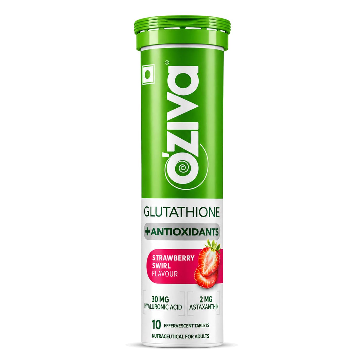 OZiva Bioactive Glutathione Tablets, Skin Glow, Strawberry Swirl, 10 Tabs Pack 1 Strawberry