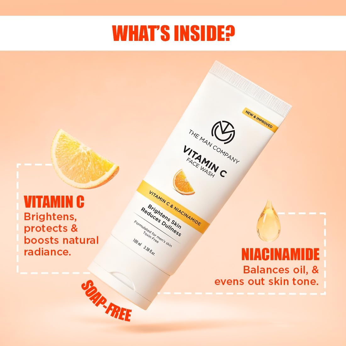 The Man Company Vitamin C Face Wash with Turmeric and Moringa | Paraben Free - 100ml, Pack of 2 | Face Wash For Man