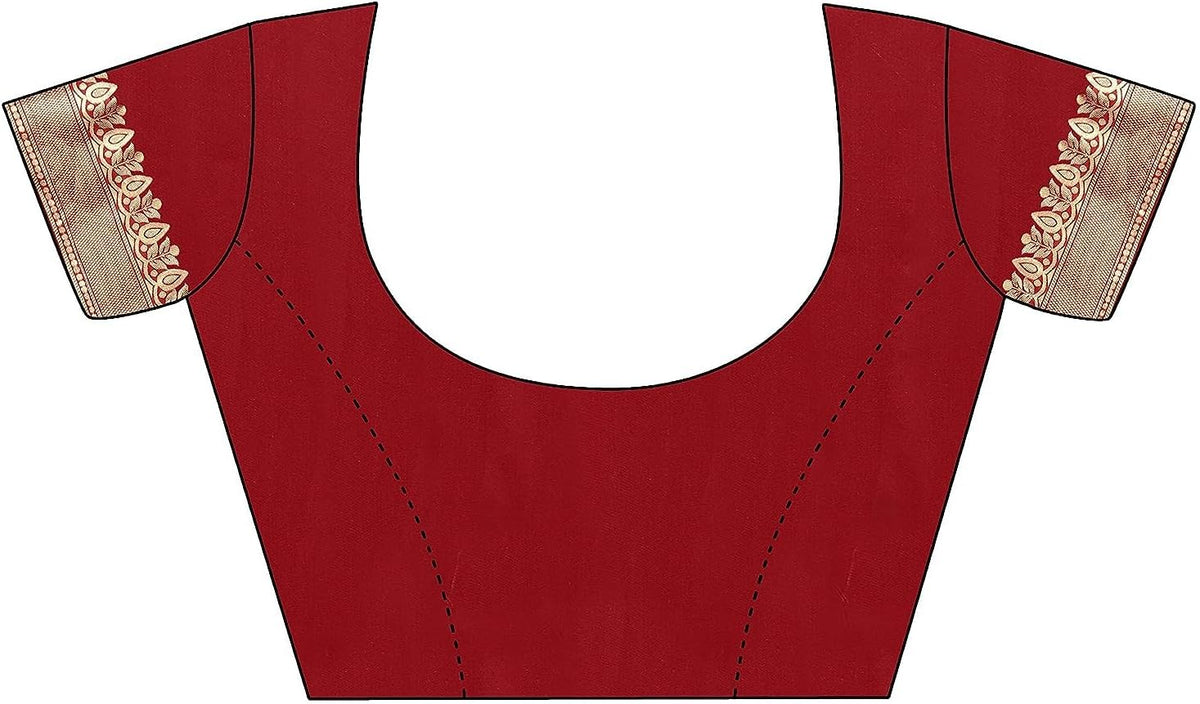 Yashika Banarasi Women's Kanjivaram Navy Silk Saree Red