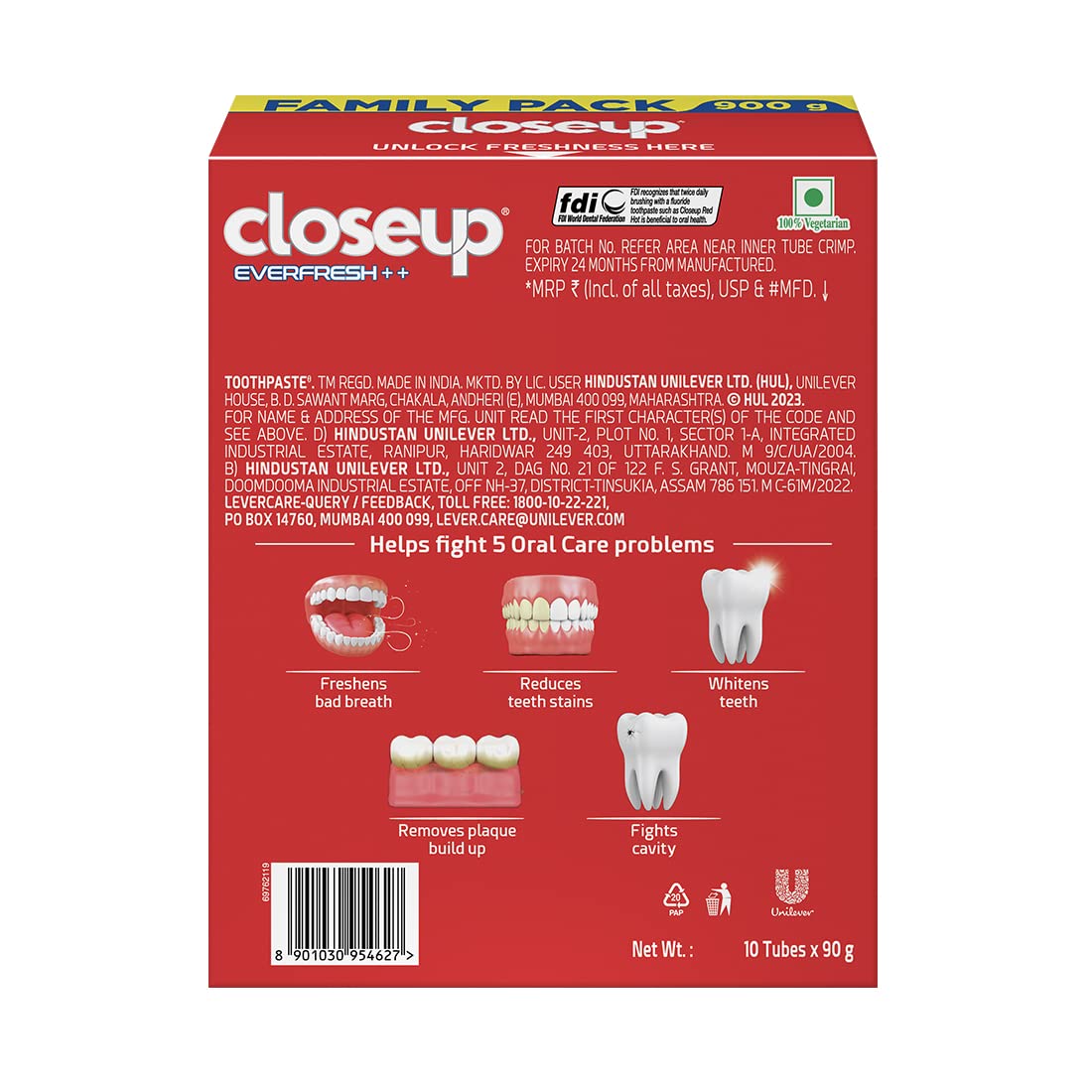 Close Up Hemir Toothpaste | India's No. 1 Gel Toothpaste|3X Fresher Breath |Upto 12 Hrs Of Fresh Breath & White Teeth|900G Fresh 900 g (Pack of 1)