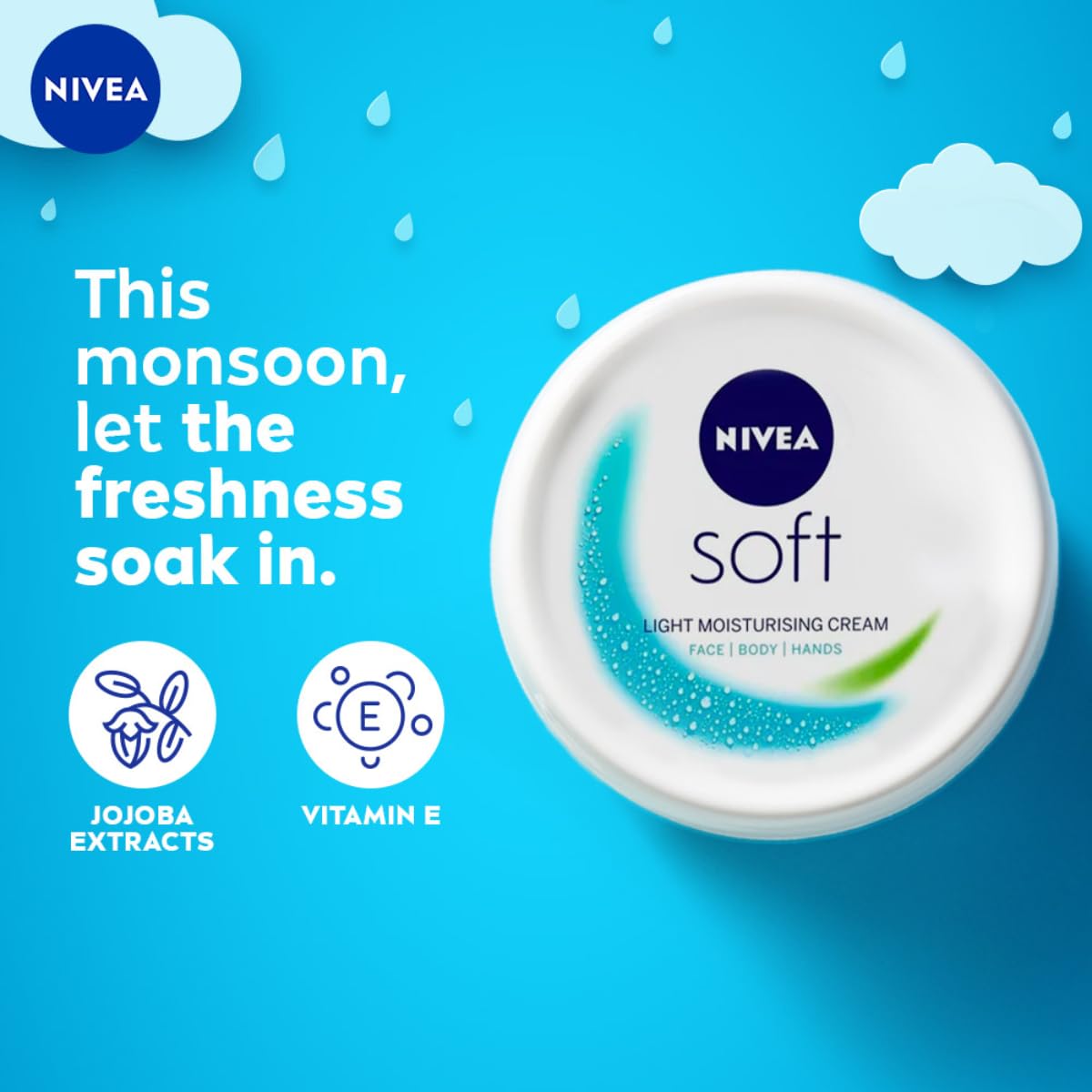 NIVEA Soft Light Moisturizer 100ml | Berry Blossom | For Face, Hand & Body, Instant Hydration | Non-Greasy Cream | With Vitamin E & Jojoba Oil | All Skin Types