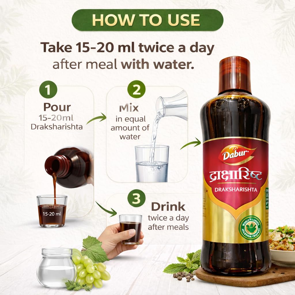 Dabur Draksharishta Ayurvedic Tonic for Digestion | 450 ml | Pack of 1 Bottle