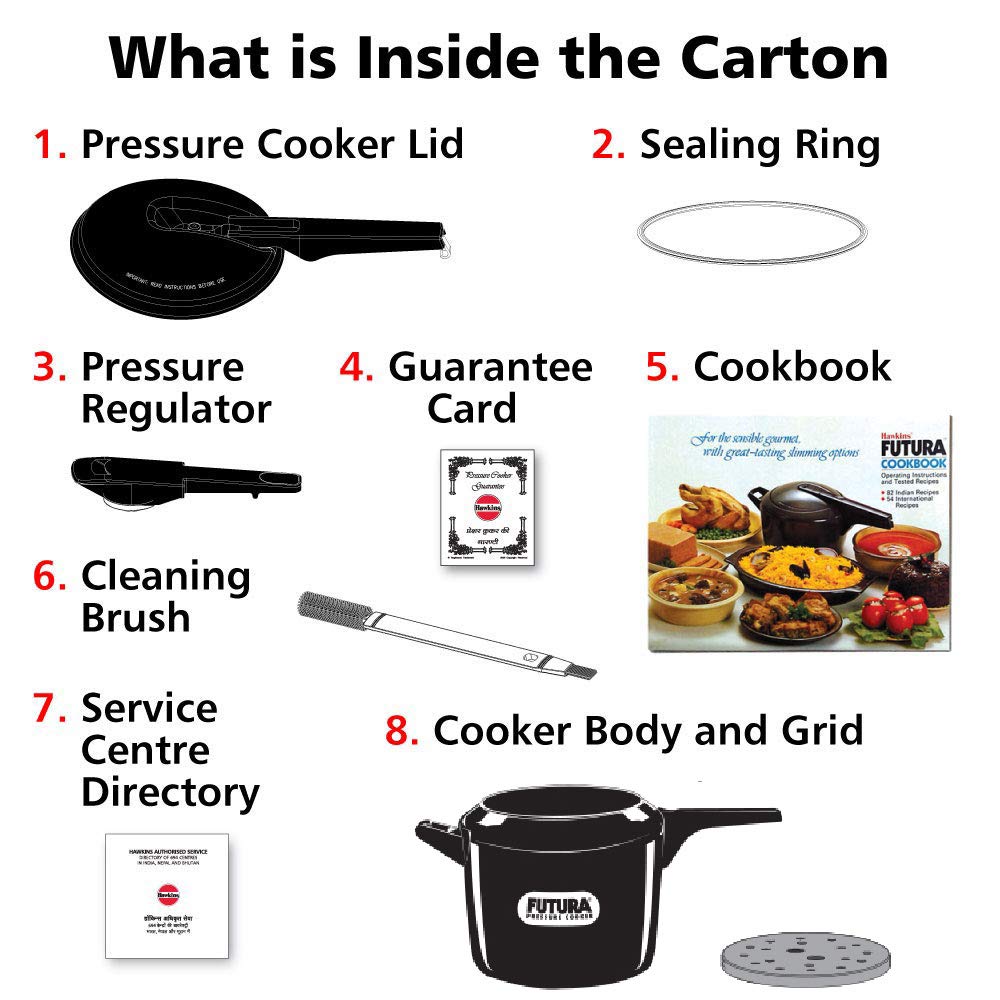 Hawkins Futura 2 Litre Pressure Cooker, Hard Anodised Pressure Cooker, Small Cooker, Black (FP20) 2 Litres