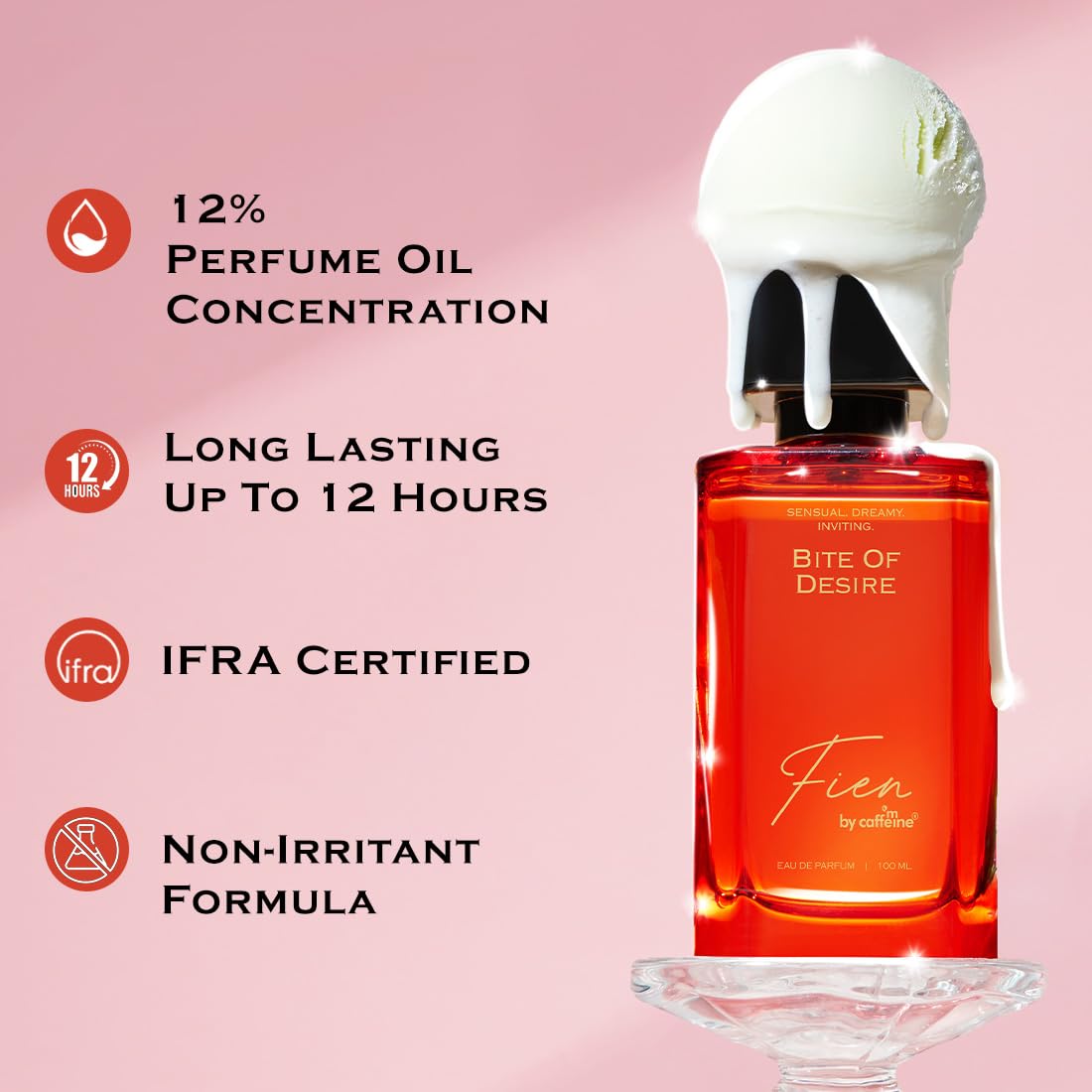FIEN by mCaffeine Bite of Desire Perfume for Women | Floral Gourmand Scent | 12 Hrs Long Lasting Eau De Parfum with Lavender, Vanilla, Cocoa Premium & Luxurious