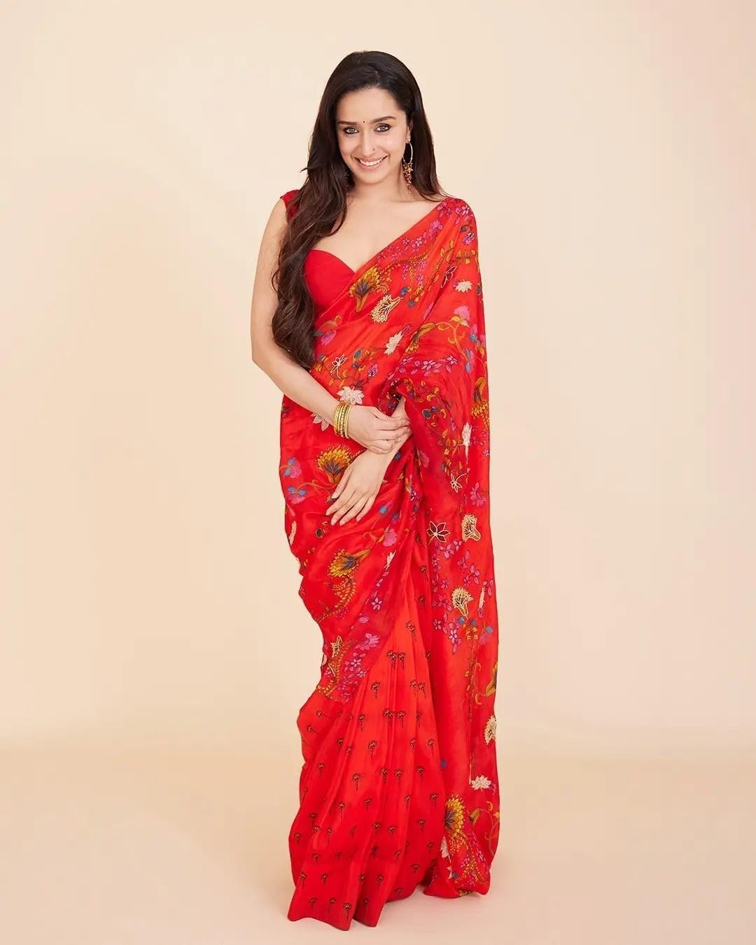 Sidhidata Women's Georgette Printed Saree With Unstitched Blouse Piece (shraddha kapoor stree 2 look Saree)