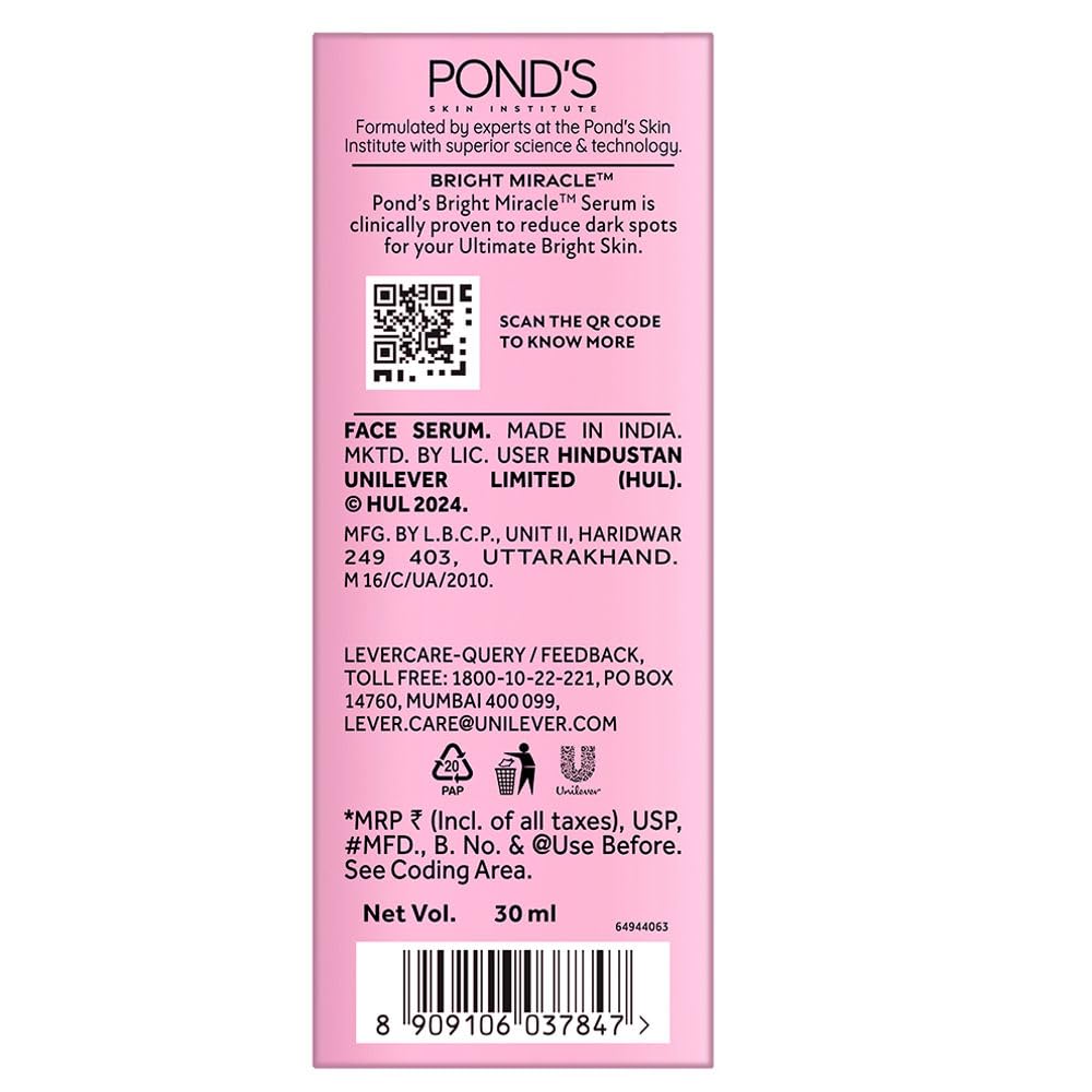Pond's Bright Beauty Spot-less Glow Serum|| Infused with Hyaluronic Acid|| Vitamin B3|| Gluta-Boost-C|| 30ml
