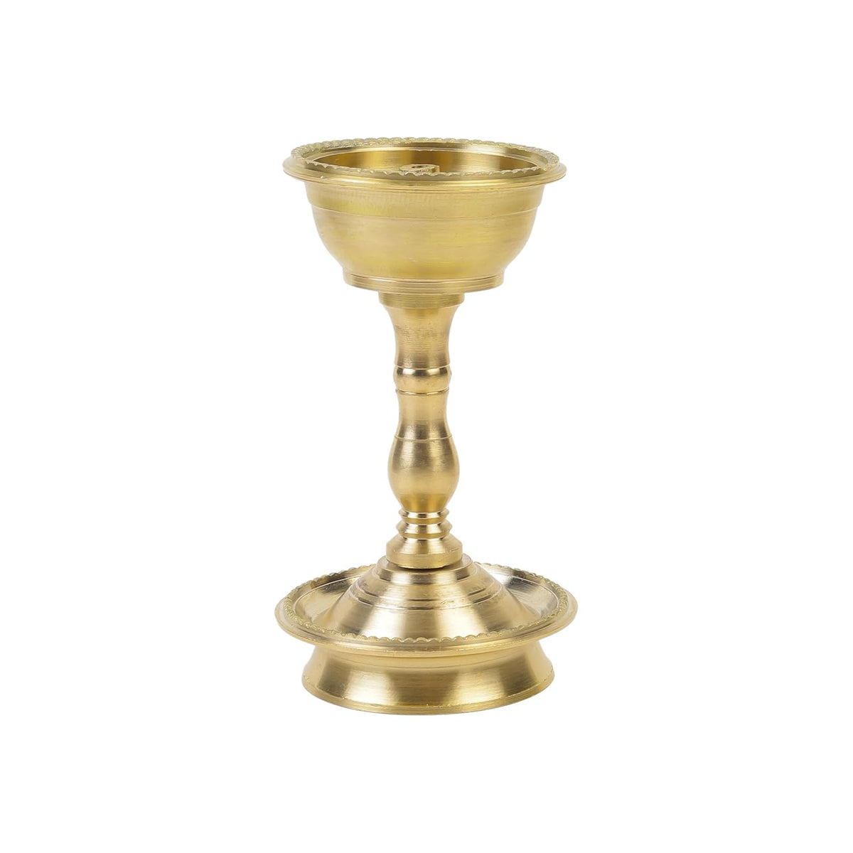 Klassic 4.5 Inch Swastik Akhand Diya with Borosilicate Glass Shade | Pure Brass Oil Lamp for Mandir, Daily Puja, Pooja Room, Diwali, Prayer, Wick Holder Festive