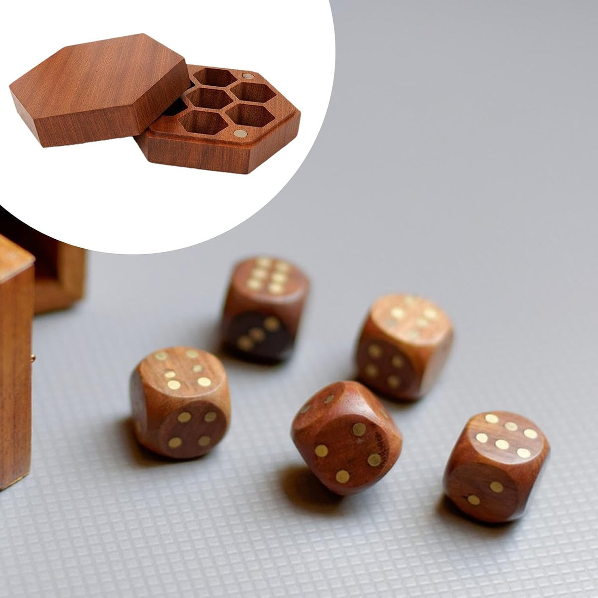 Wood Dice Storage Box Dice Holder Dice Case for Polyhedral Tabletop Dice