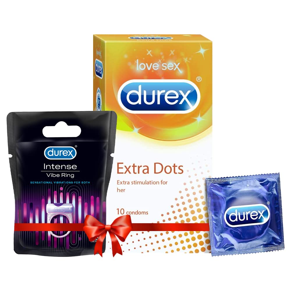 Durex Condoms, Extra Dots - 10 Count & Durex Play Vibrations Massager Ring