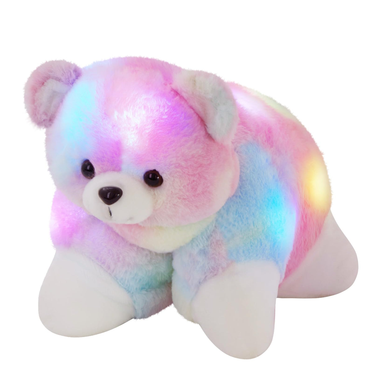 Glow Guards 15" Light up Musical Rainbow Teddy Bear Plush Pillow Cute Pink